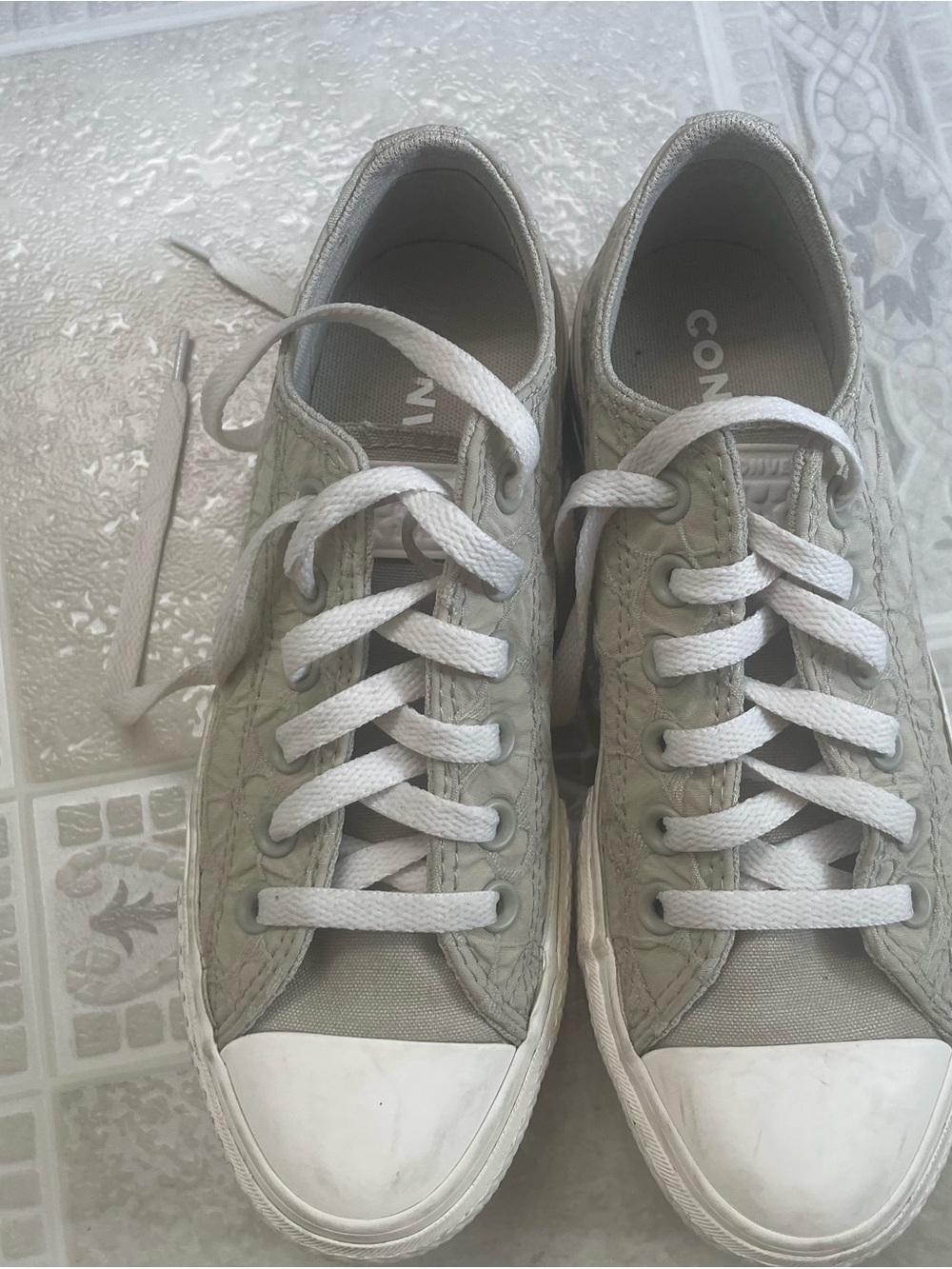 Converse Women's Platform Sneakers beige green